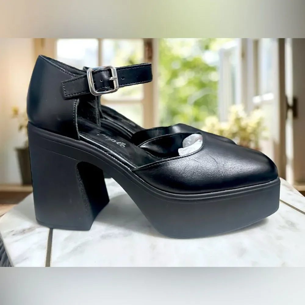 🔥 FREE PEOPLE Gwen Mary Jane Platforms Heels Size 39 US 8.5